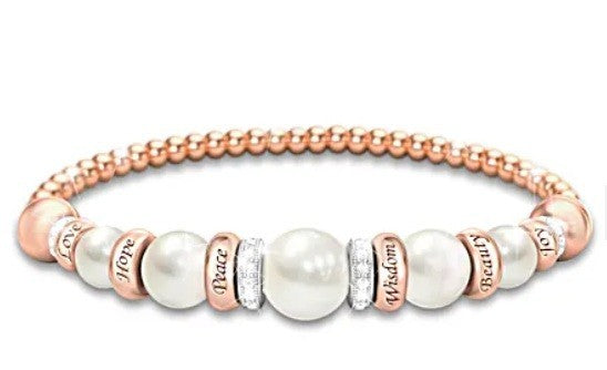 The Bradford Exchange "Pearls Of Serenity" Women’s Wellness Bracelet NEW
