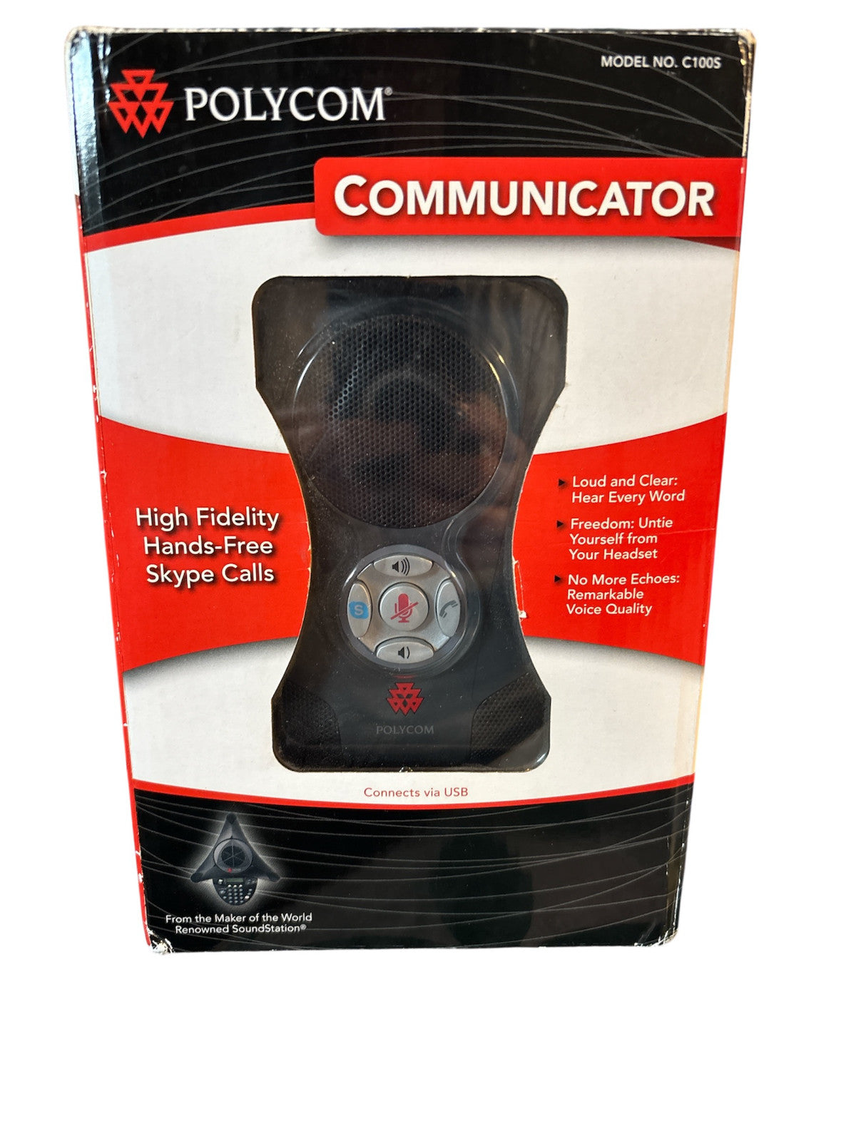 Polycom C100S 2201-44140-001 Communicator Speakerphone Mic/ Speaker Grey