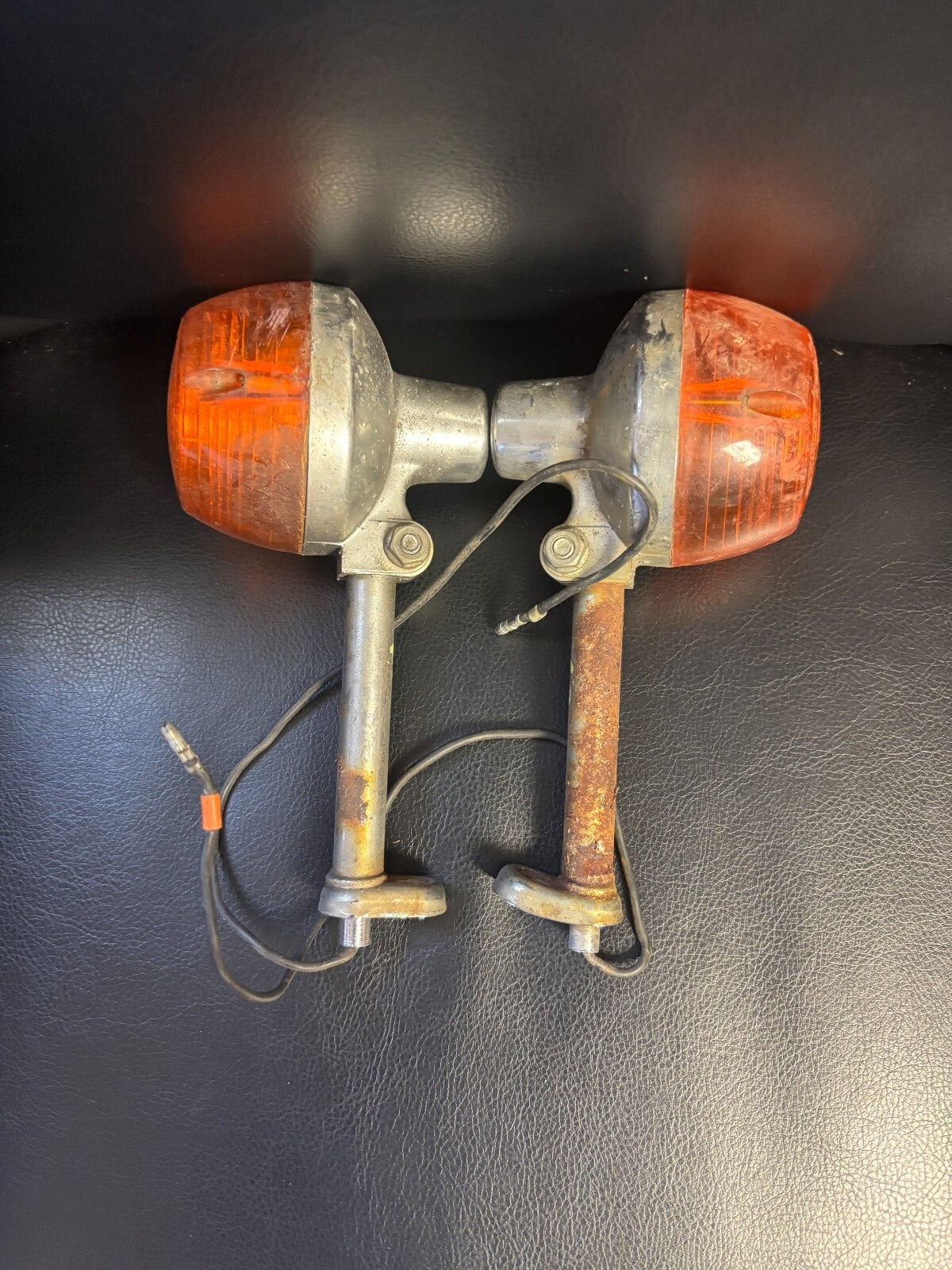 2 Stanley 6 0345 1970s Honda Motorcycle Amber SAE D67 Turn Signals Japan Rat Rod