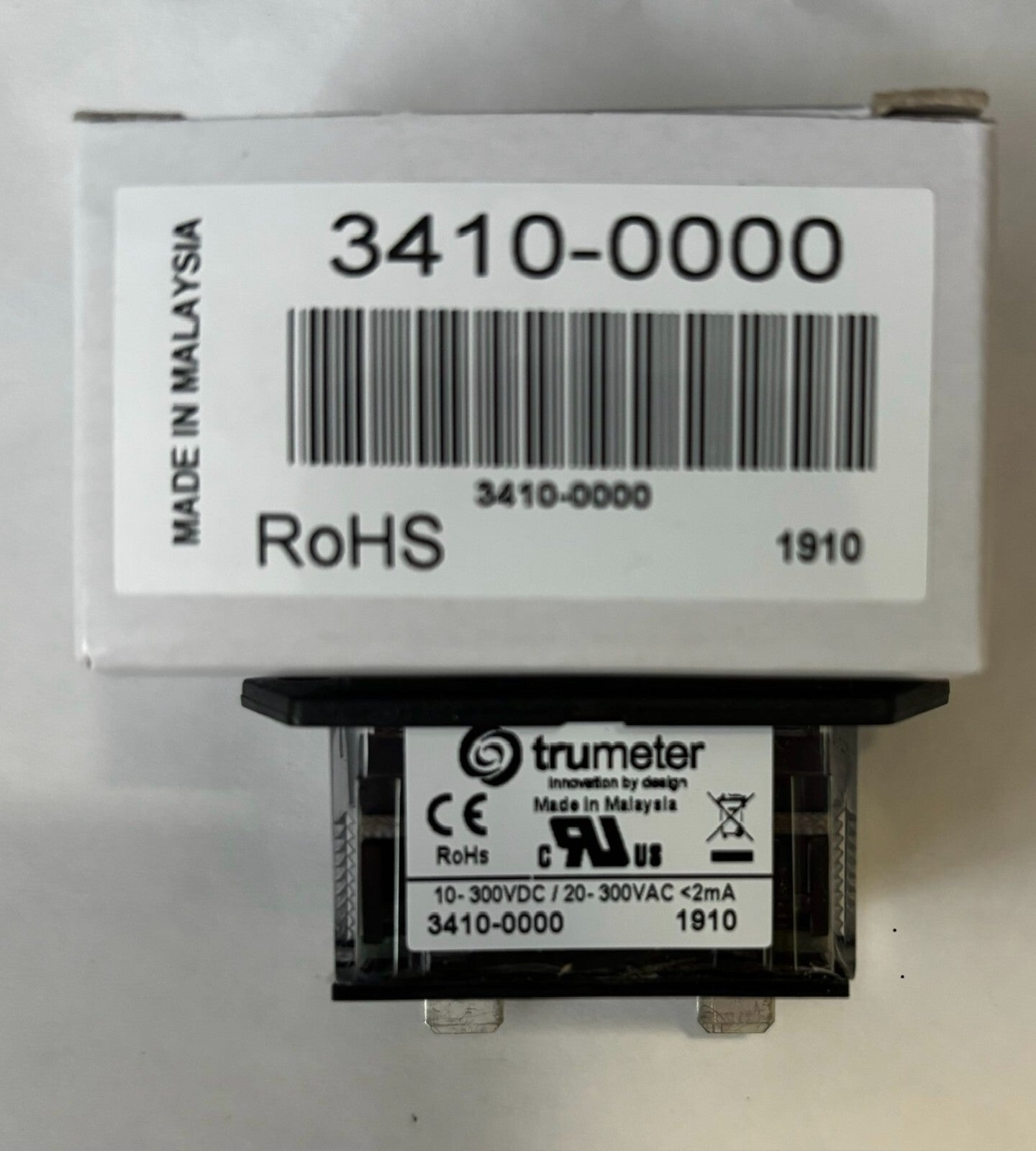 Trumeter Hour Meter 3410-0000 2-Hole Rectangular LCD. NEW!