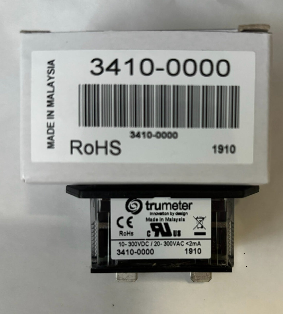 Trumeter Hour Meter 3410-0000 2-Hole Rectangular LCD. NEW!
