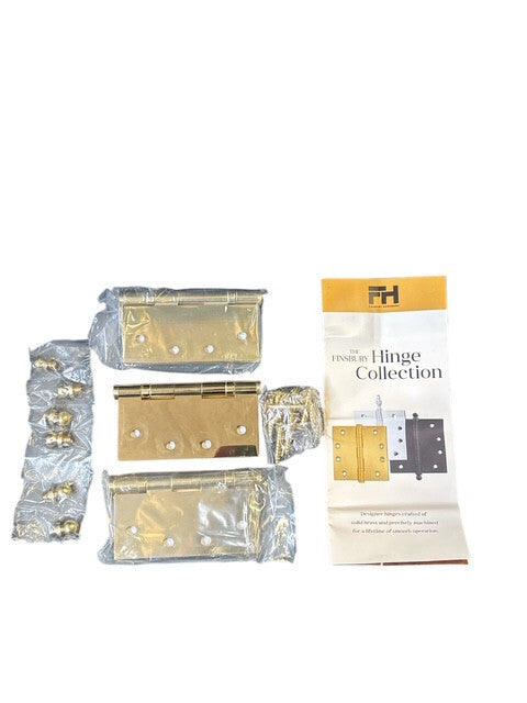 Finsbury Hardware Polished Brass Door Hinge  4" x 4" Pack Of 3 with Ball Tips