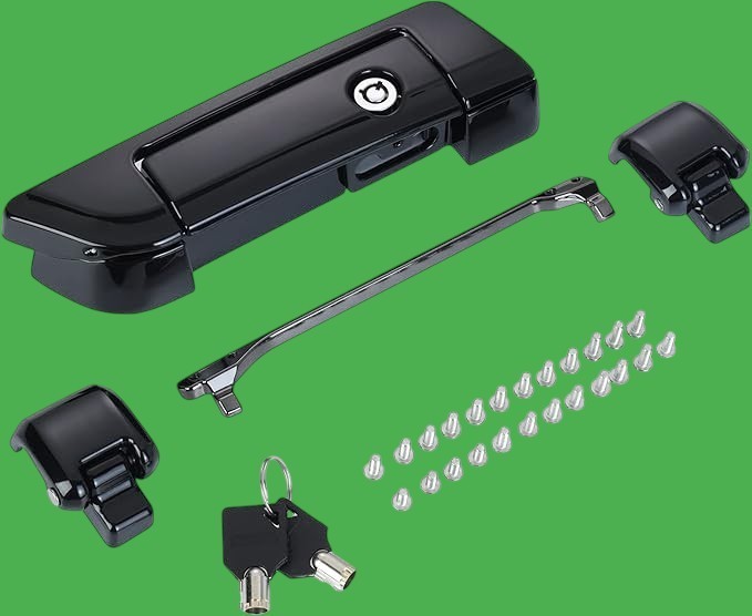 NEW Advanblack BLACK HINGES & LATCH KIT FOR HARLEY RAZOR CHOPPED KING TOUR PAK