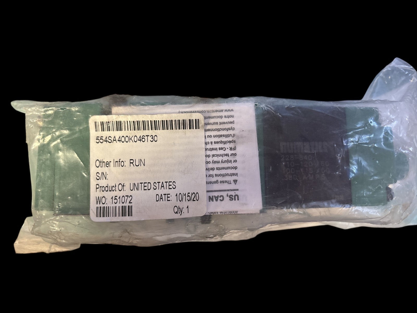 Numatics 554SA400K046T30 Solenoid Valve 110-120/50-60 150psig - NEW