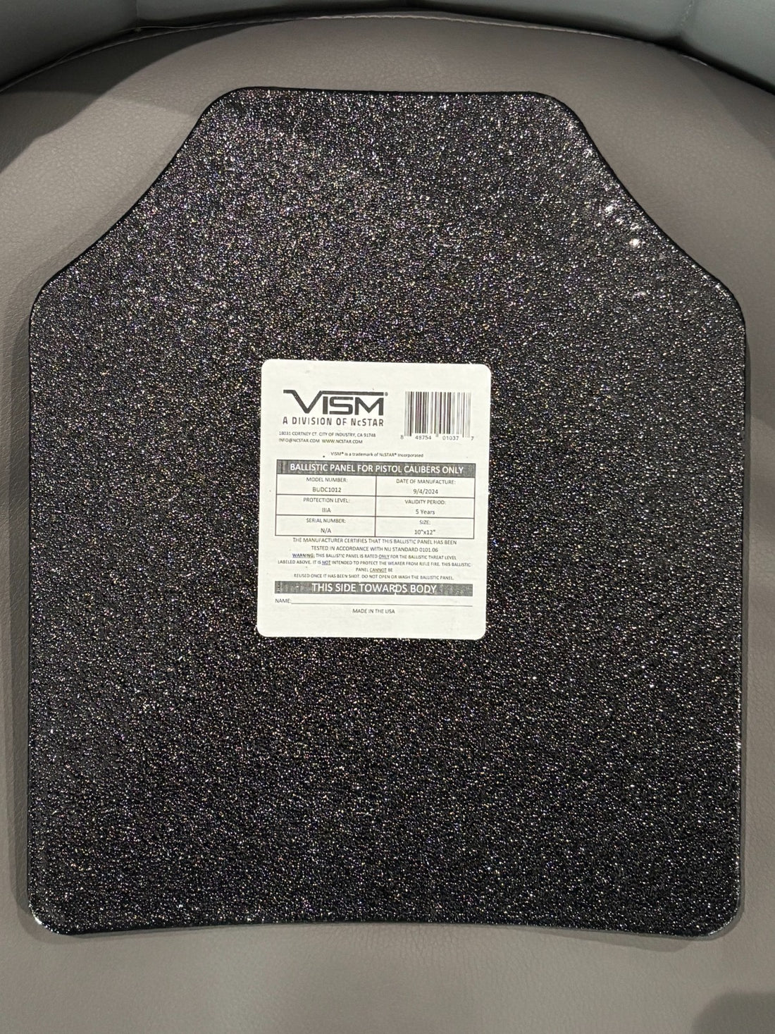 VISM NcStar Ballistic Panel PlateIIIA 10"x12" BUDC1012 MFG 9/4/2024 VALID 5 YEAR