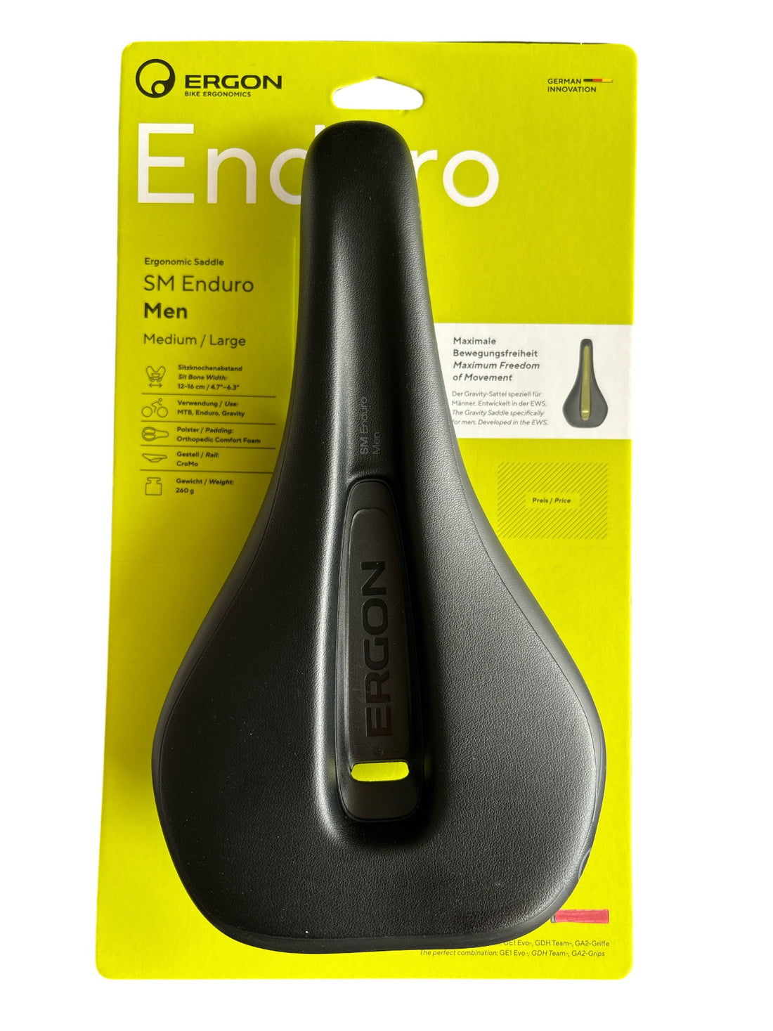 Ergon SM Enduro Saddle - Black Medium/Large Mens Synthetic, Chromoly Rails