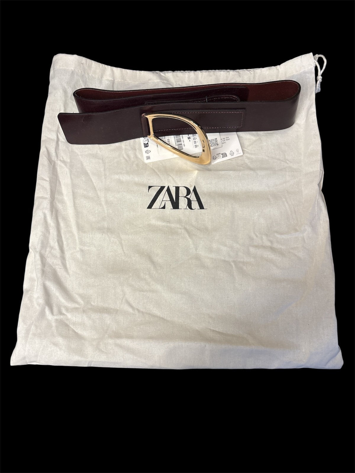 ZARA WOMAN SS25 BURGUNDY LEATHER SASH BELT WITH OVAL BUCKLE 6399/005/606 - NWT