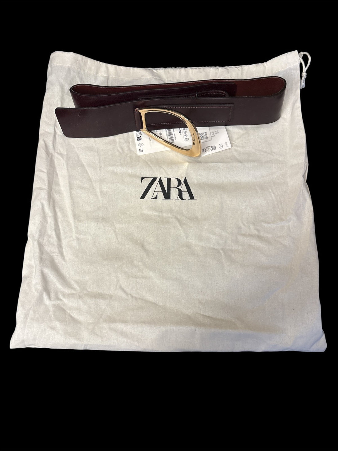 ZARA WOMAN SS25 BURGUNDY LEATHER SASH BELT WITH OVAL BUCKLE 6399/005/606 - NWT