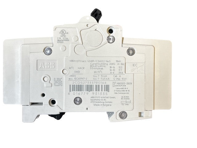 ABB SU203M-C16 Miniature Circuit Breaker C-Char., 10kA, 16A, 3P UL489