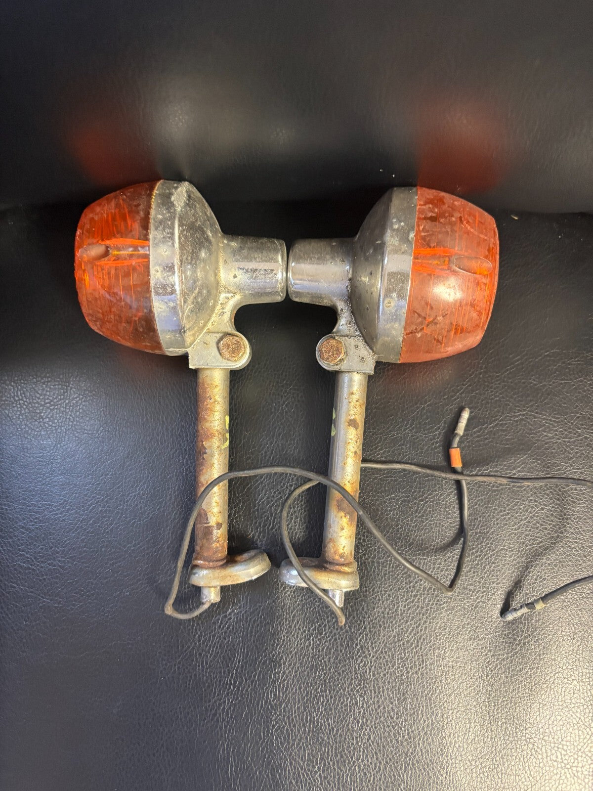 2 Stanley 6 0345 1970s Honda Motorcycle Amber SAE D67 Turn Signals Japan Rat Rod