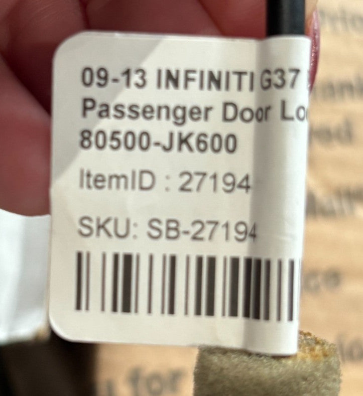 09-13 Infinity G37 Passenger door lock latch actuator 80500-JK600 USED