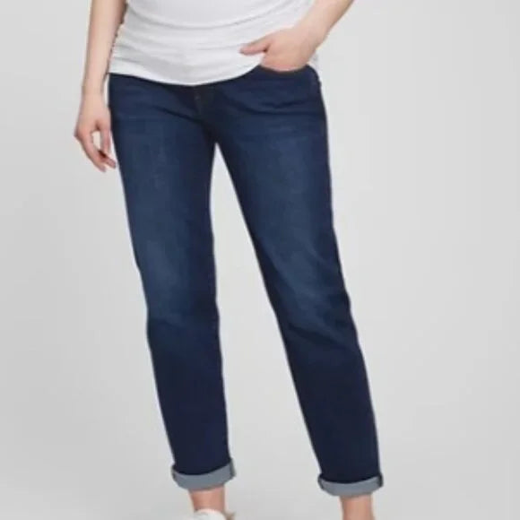 GAP - MATERNITY TRUE WAISTBAND FULL PANEL GIRLFRIEND JEANS 32/14 REGULAR
