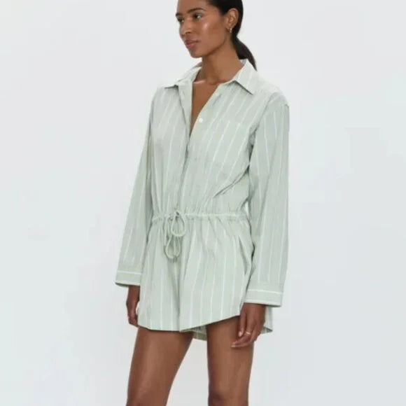 PISTOLA - AMELIE ROMPER - PISTACHIO STRIPE - SMALL