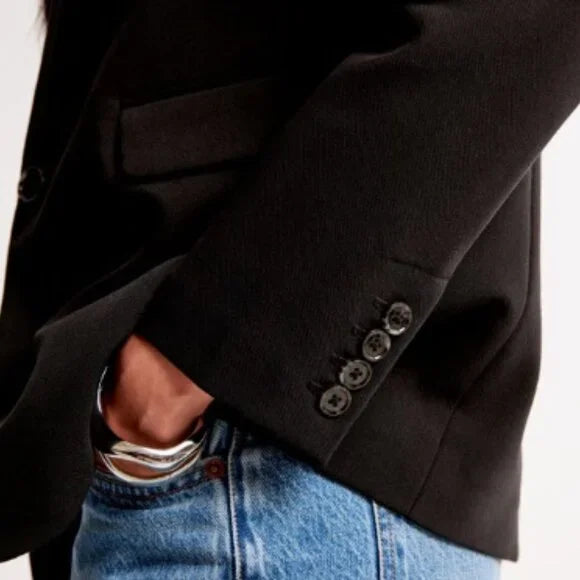 A&F CLASSIC SUITING BLAZER - BLACK - MEDIUM