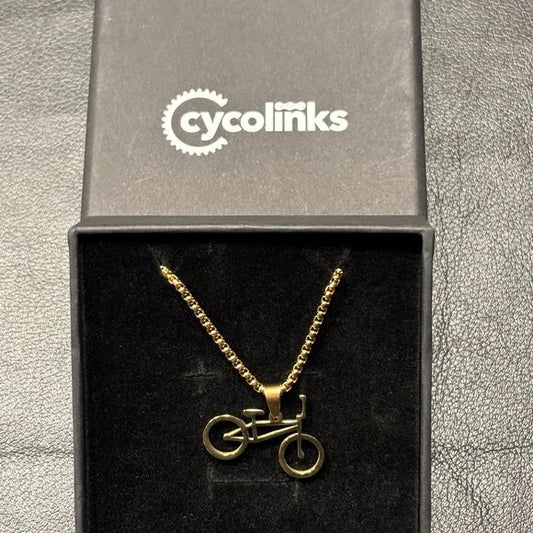CYCOLINKS BMX BIKE NECKLACE STAINLESS STEEL GOLD PLATED - 55CM X 4MM THICK CHAIN
