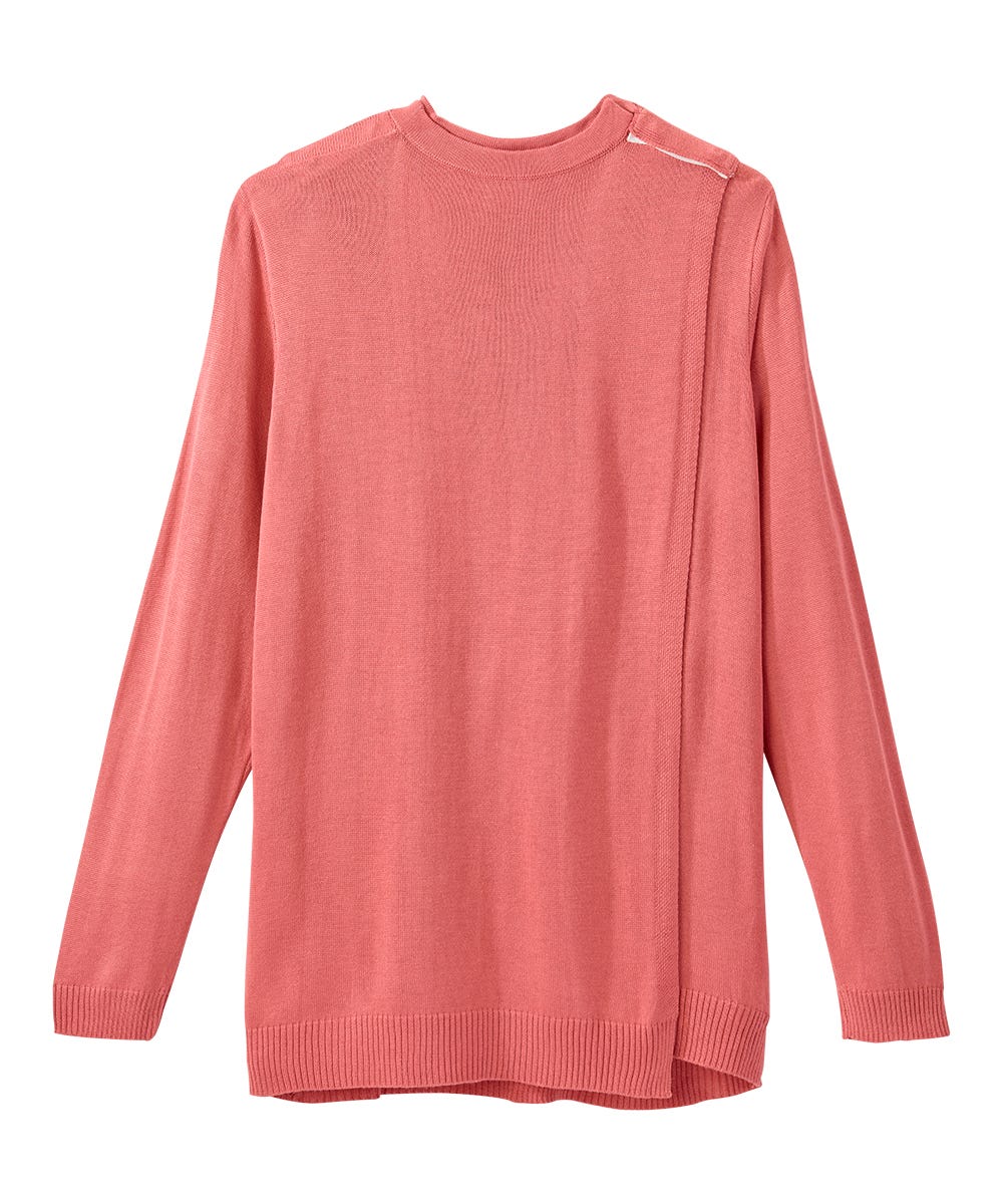 SILVERTS - WOMEN'S OPEN BACK STRIPE SWEATER - BEIGE & DUSTY PINK - MEDIUM