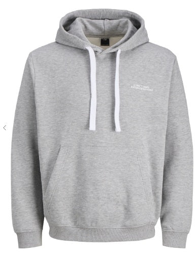 JACK & JONES LOOSE FIT LIGHT GREY MELANGE HOODIE - MENS SMALL