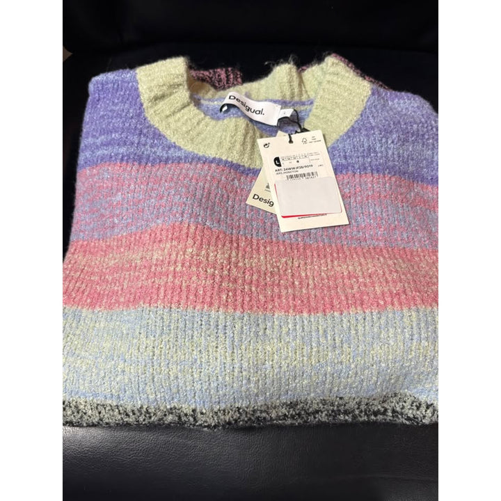 NWT - DESIGUAL WOMEN'S STRIPED SWEATER - LARGE
