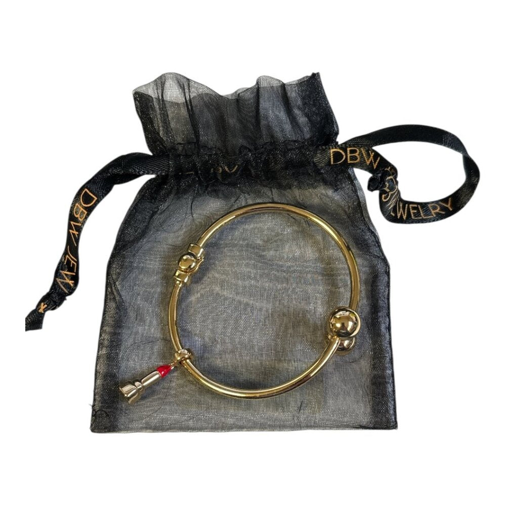 DBW Gold Plated Bangle Bracelet with Lipstick Charm