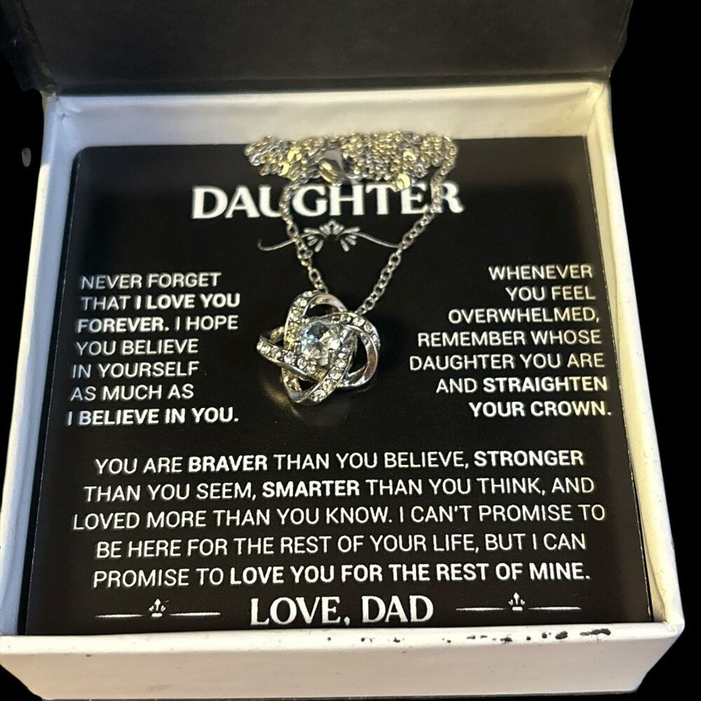 To my Daughter 16-17" Pendant with Necklace - CZ - Love, Dad white writting NEW