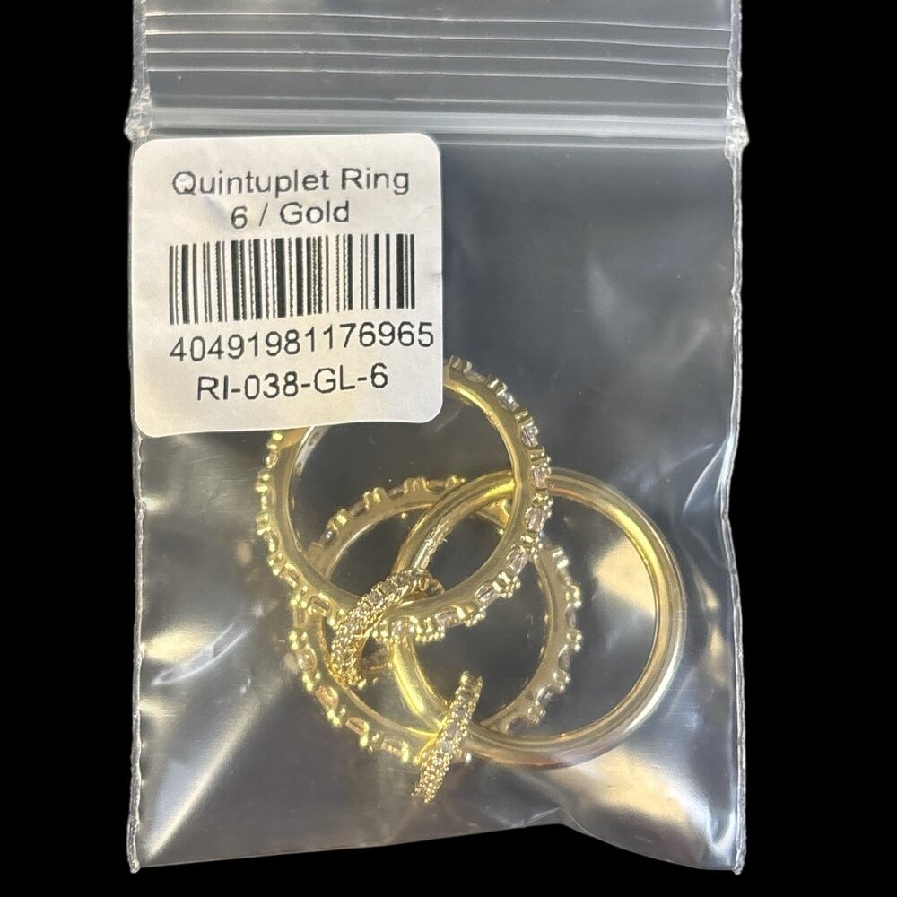 Drae Collection Quintuplet Ring 6/Gold NWT