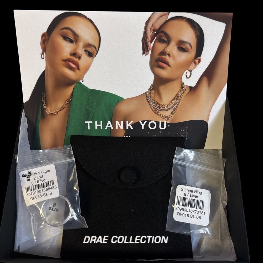 Drae Collection 2 Rings Size 8 - Solitaire Cigar Band and Sienna Ring NWT