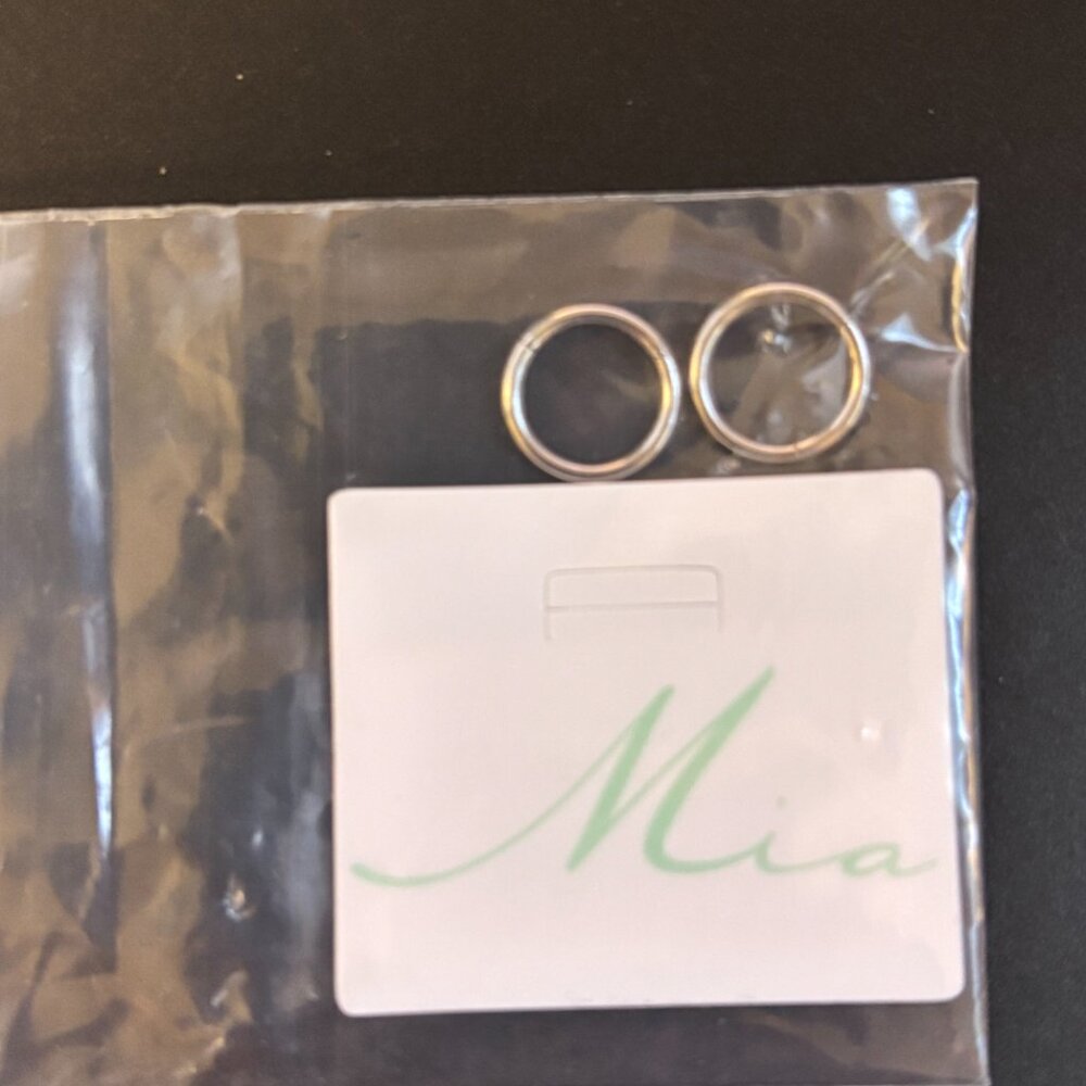 MIA 10mm hoops and 1 ear cuff. Stainless steel - stays silver forever! - NWT