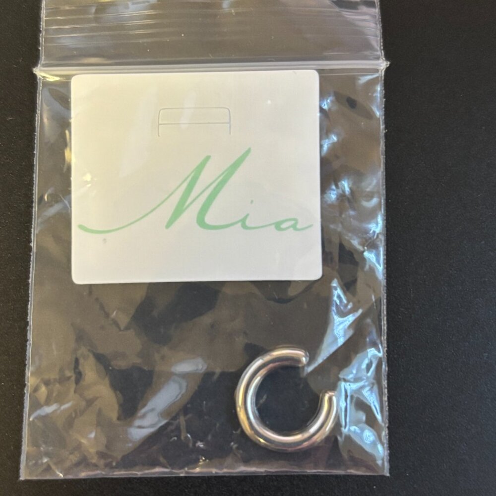 MIA 10mm hoops and 1 ear cuff. Stainless steel - stays silver forever! - NWT
