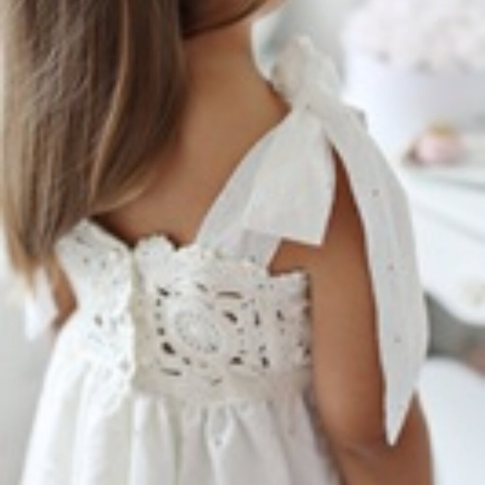 Mik & Me - Arabella Handmade Ivory Crochet Dress - size 4