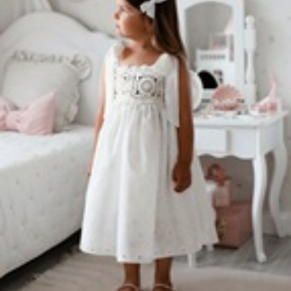 Mik & Me - Arabella Handmade Ivory Crochet Dress - size 4