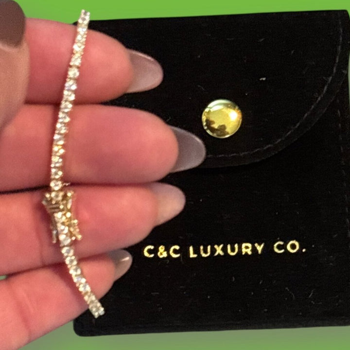 C&C LUXURY CO MAISSANITE TENNIS BRACELET - GOLD - NWT