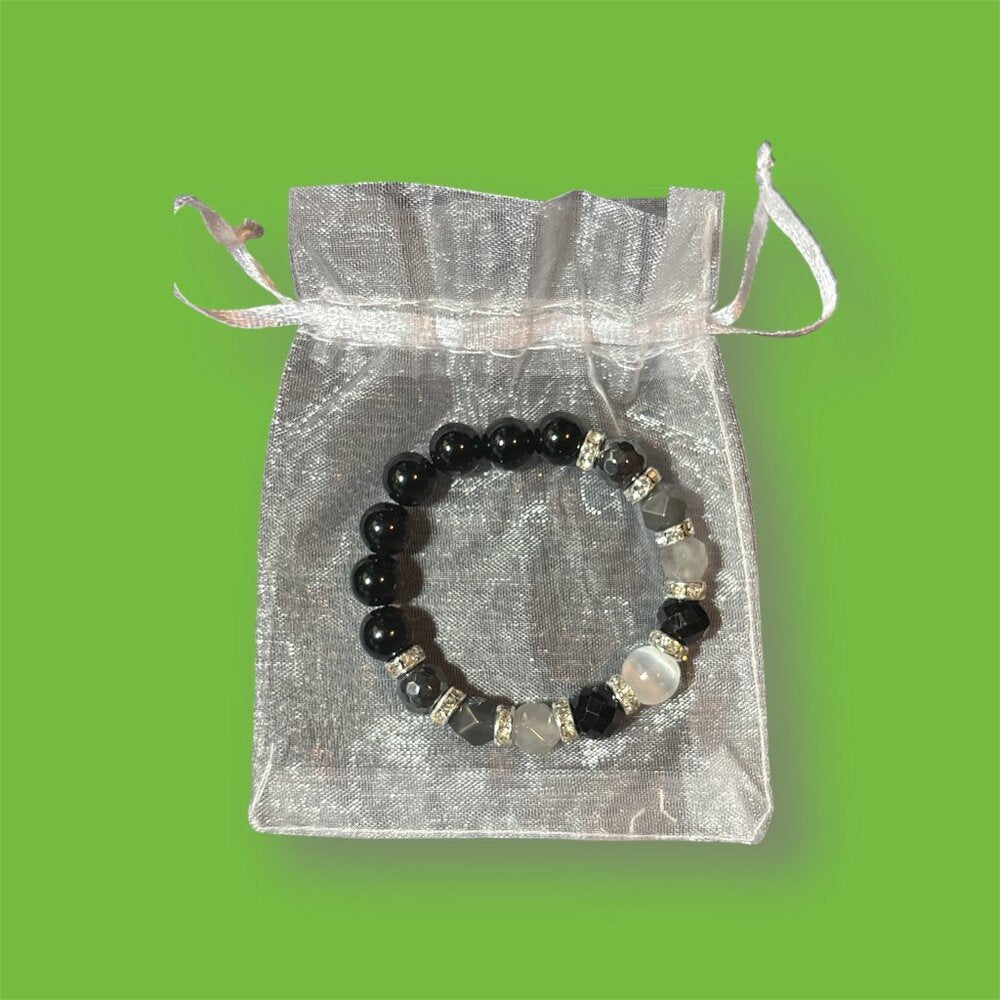 5 inch Selenite Black Tourmaline Bracelet - NEW
