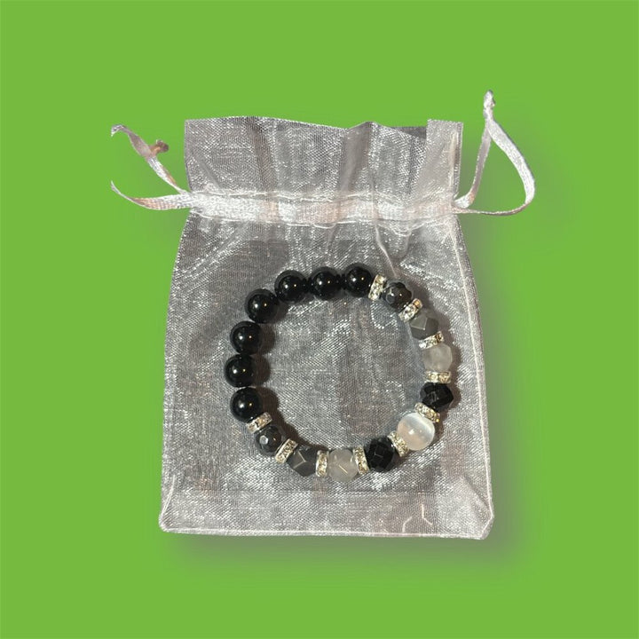 5 inch Selenite Black Tourmaline Bracelet - NEW