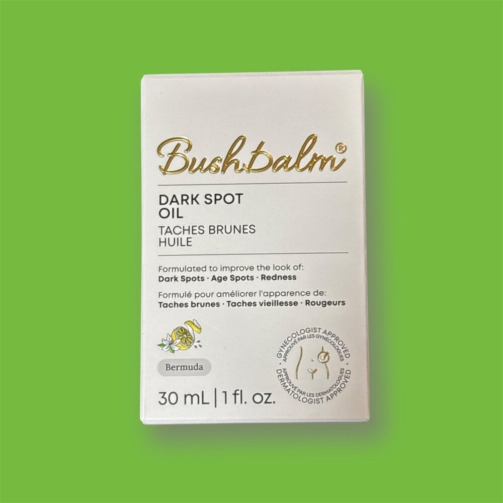 Bushbalm 3 piece set includes Dark Spot Ecxfoliating Scrub. Dark Spot Oil & Mask