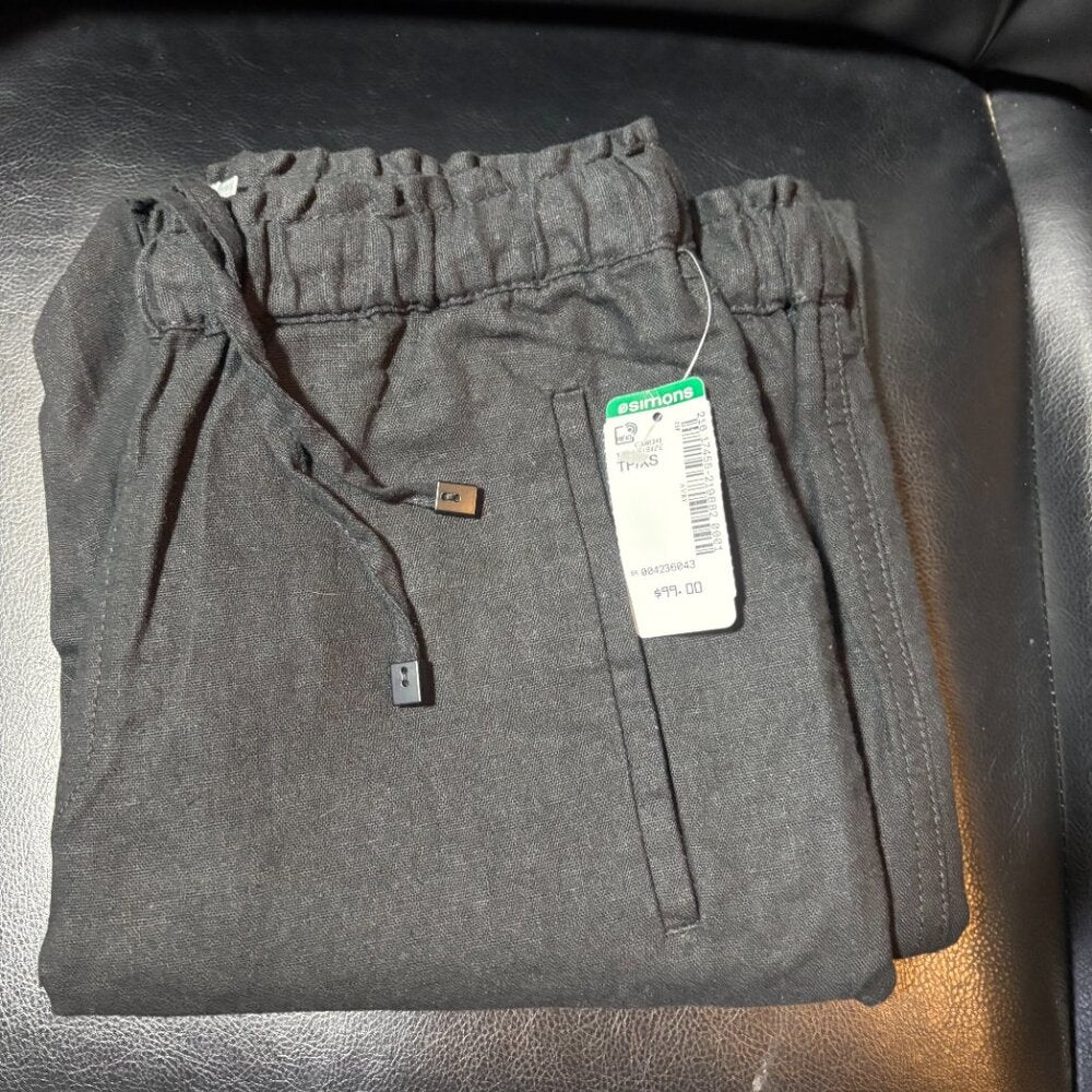 Vision - Tie-cord waist linen pant Fit: Straight leg, high rise - XSmall - NWT