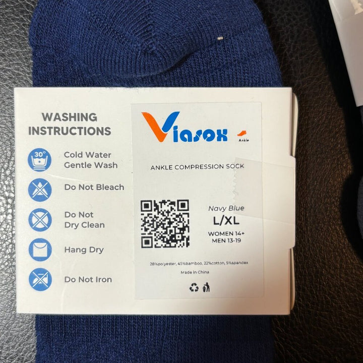 UNISEX - 4 pair of Viasox Ankle Compression - Size Large/XLarge (W 14+) (M13-19)
