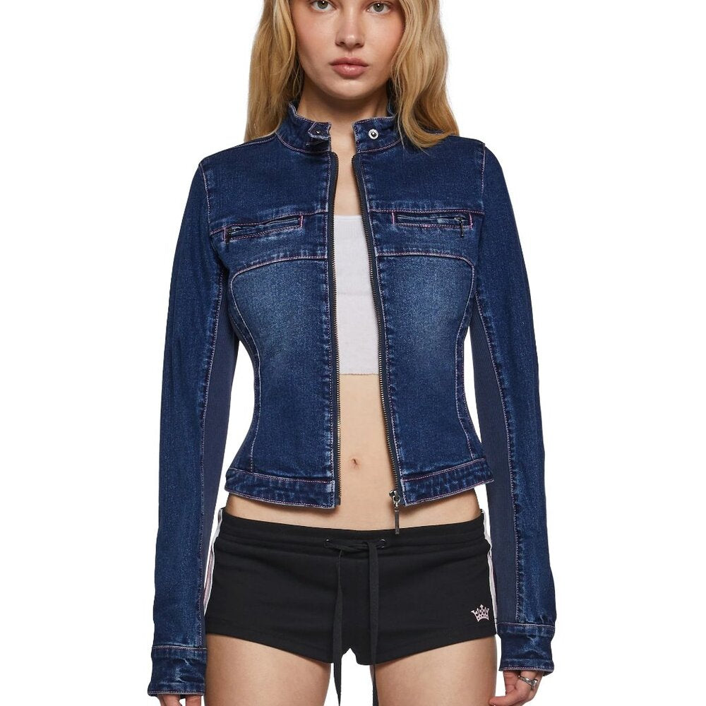 SUGAR THRILLZ - DOLLS KILL E-MAIL ME BACK DENIM JACKET - SMALL