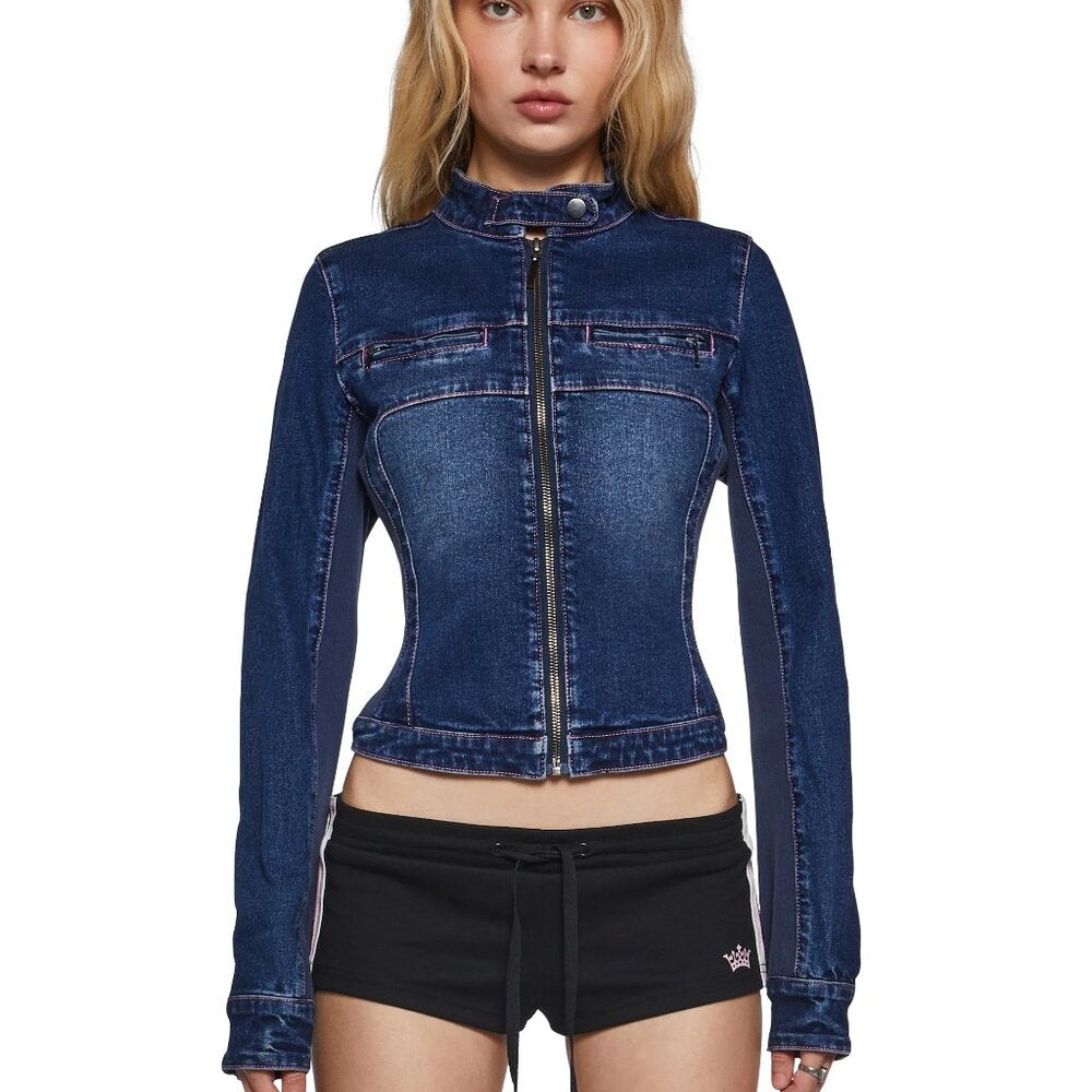 SUGAR THRILLZ - DOLLS KILL E-MAIL ME BACK DENIM JACKET - SMALL