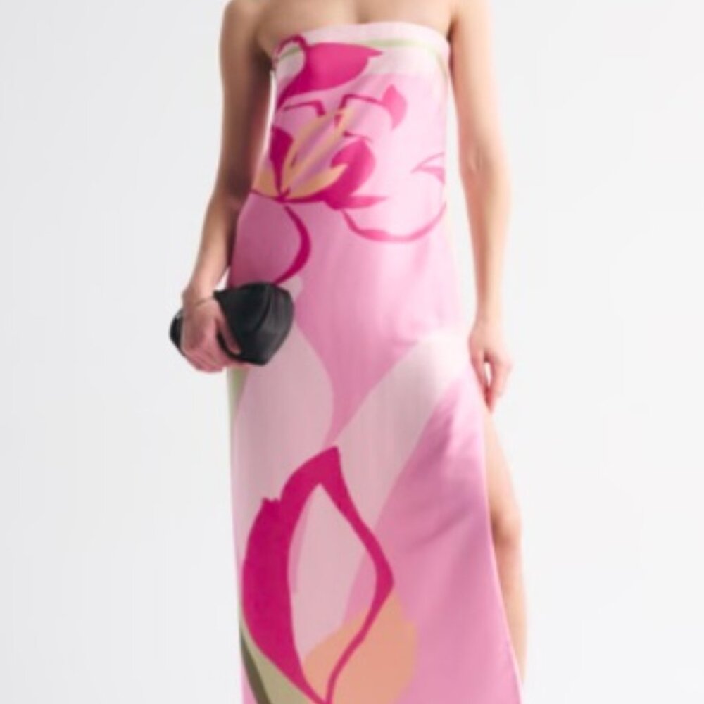 THE A&F JULIA STRAPLESS (OR SPAGHETTI STRAP) SLIP MAXI DRESS - MEDIUM