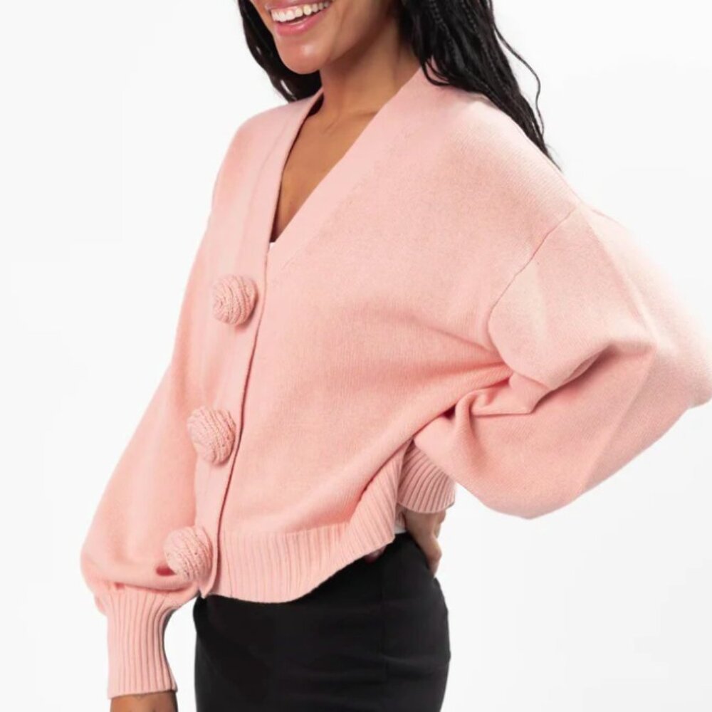 SMASH+TES ROSETTE CARDIGAN IN BLUSHING PINK - 3XS/2XS
