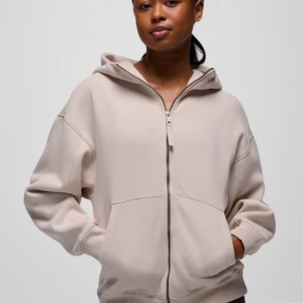 PRANA - DREAMFLEECE FULL ZIP HOODIE - ALMOND - XSMALL - NWT