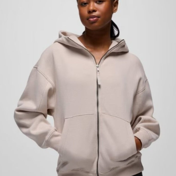 PRANA - DREAMFLEECE FULL ZIP HOODIE - ALMOND - XSMALL - NWT